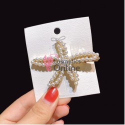 Clema pentru par metalica AGF020EE - Aurie cu perle